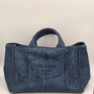 Prada Canapa Large Denim Tote